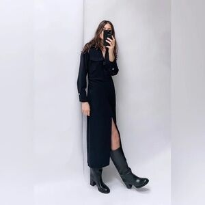 Zara Long Navy Sleeve Dress